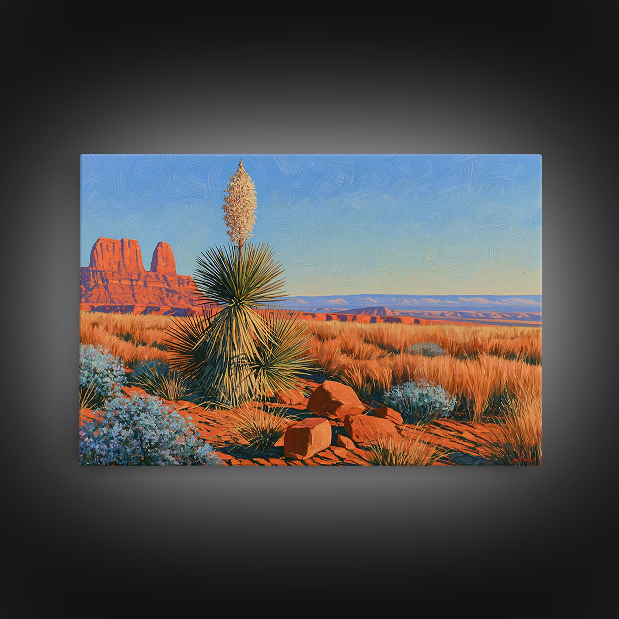 Yucca Blooms Against Clear Blue Sky Canvas Print, Southwestern Art, Contemporary Art, Southwestern Decor, Fine Art, Mesa, SOU-3x2-72