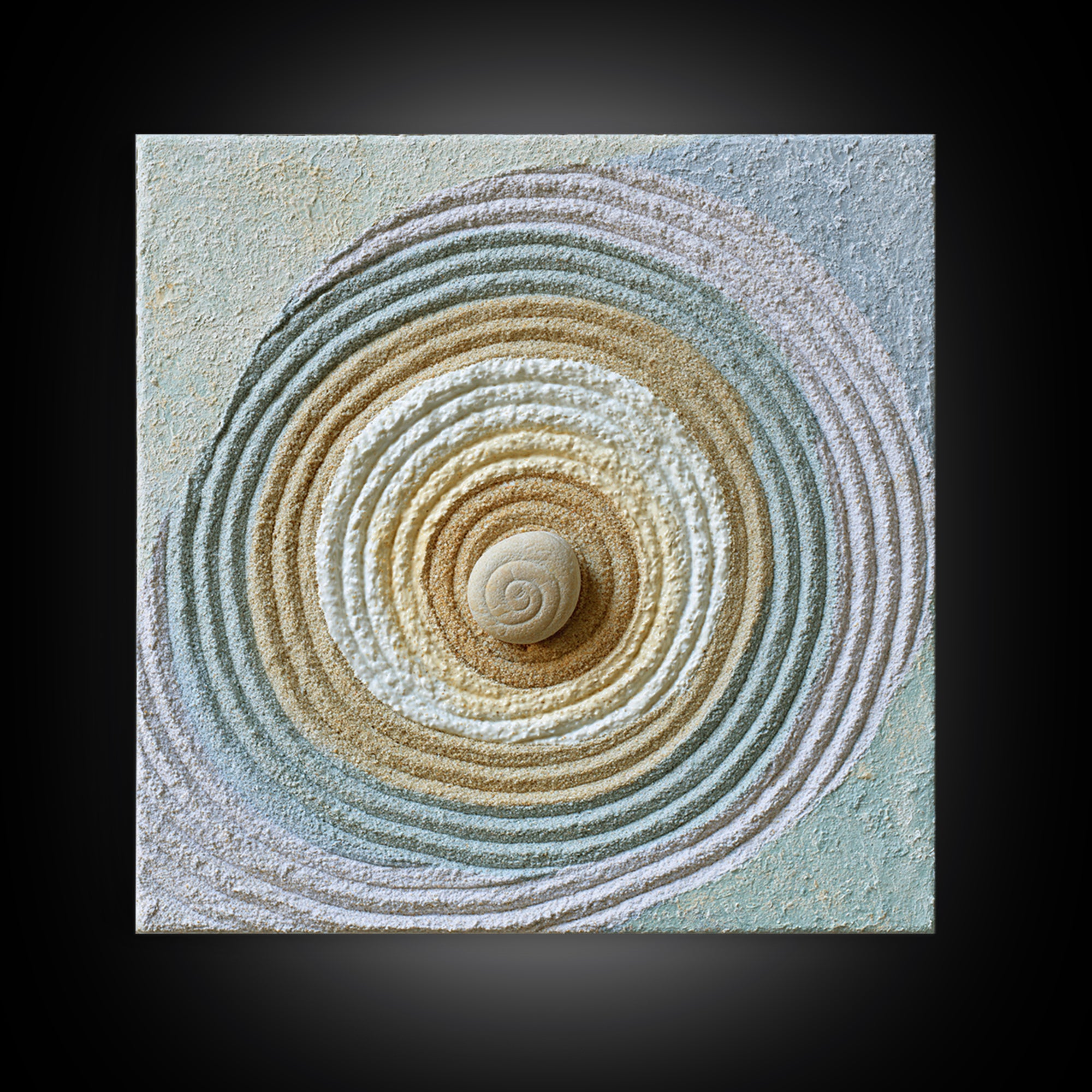 Sand Garden Lines Framed Canvas Print, Spa Art, Spa Decor, Oil Painting, Serenity, Minimalist Art, Feminine Wall Art, SPA-1x1-12