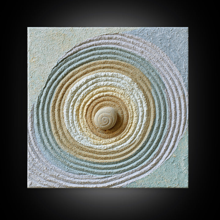 Sand Garden Lines Framed Canvas Print, Spa Art, Spa Decor, Oil Painting, Serenity, Minimalist Art, Feminine Wall Art, SPA-1x1-12
