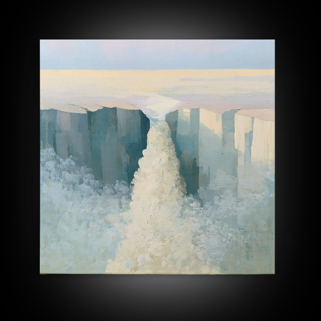 Serene Waterfall with Mist Canvas Print, Spa Art, Fashion Wall Art, Spa Decor, Fine Art, Serenity, Modern Decor, Fine Art Print, SPA-1x1-18