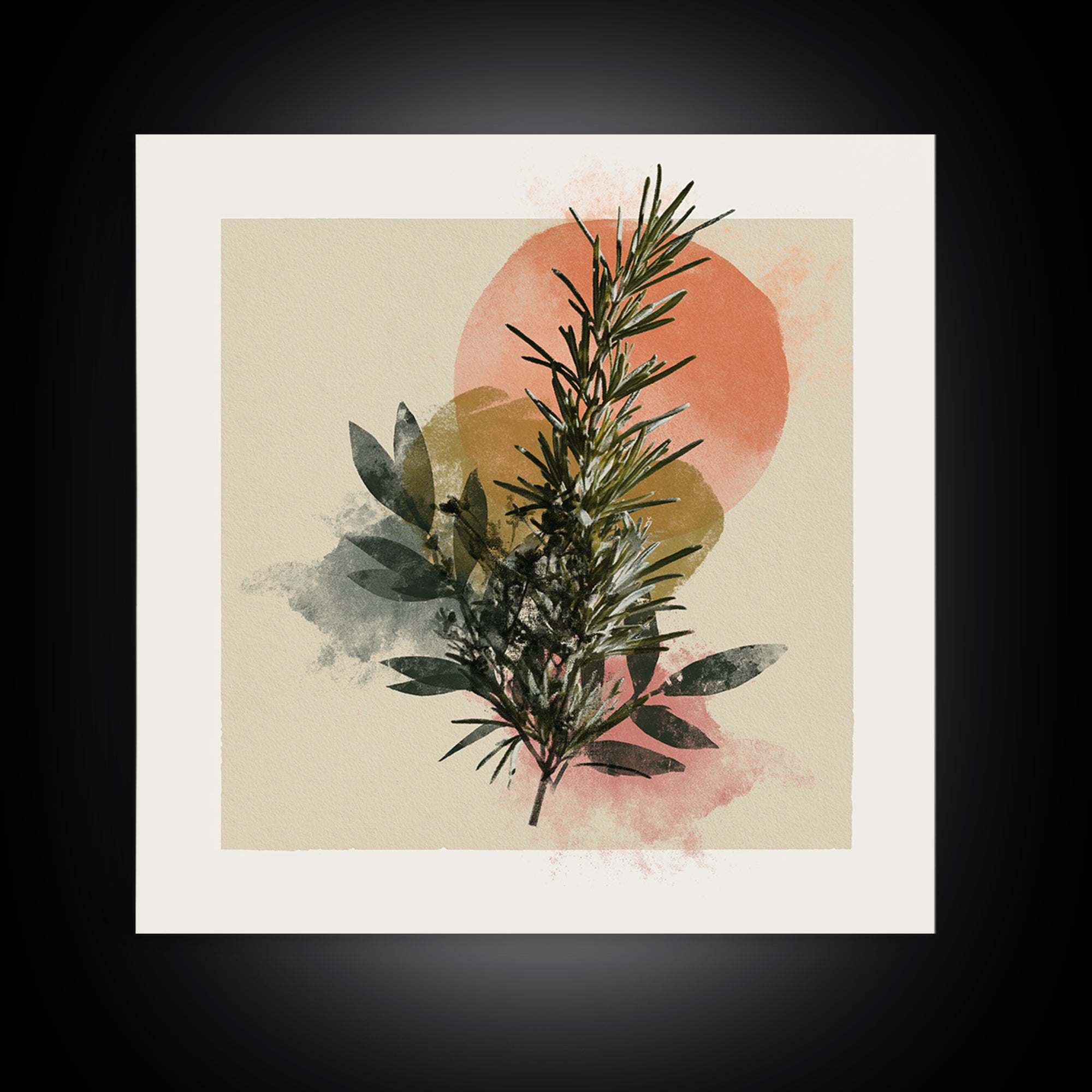 Botanical Herbal Arrangement Framed Canvas Print, Spa Art, Gallery Decor, Spa Decor, Fine Art, Serenity, Wall Art, Home Decor, SPA-1x1-38