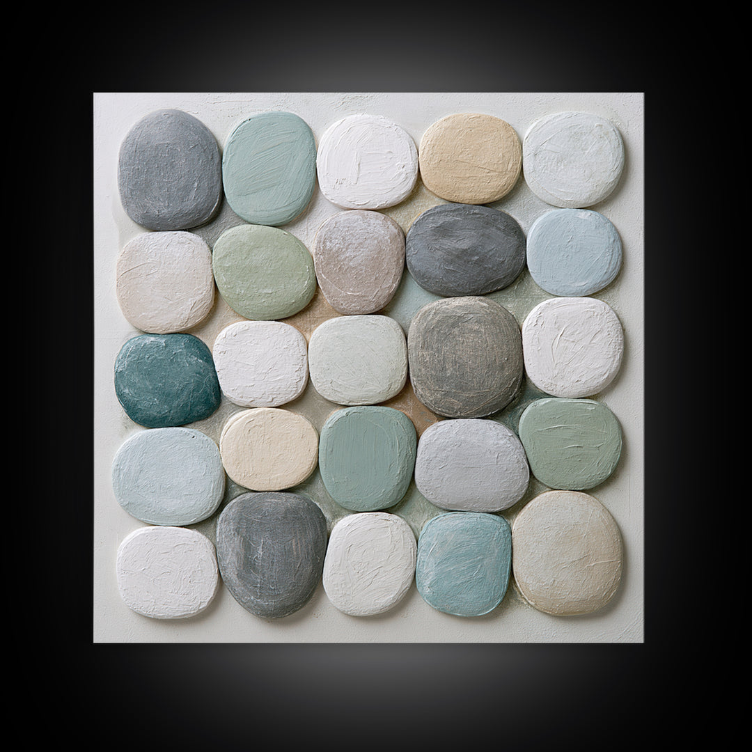 Pebble Texture Abstract Framed Canvas Print, Spa Art, Fashion Wall Art, Spa Decor, Abstract Art, Serenity, Modern Decor, SPA-1x1-39