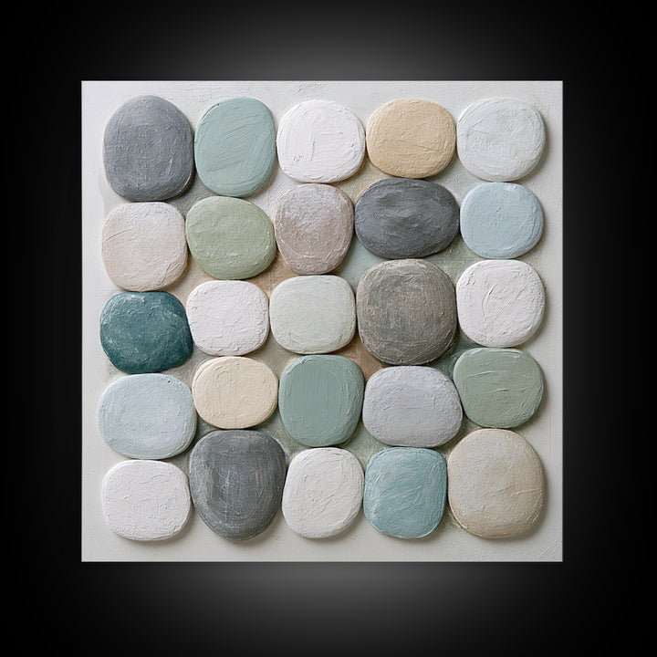 Pebble Texture Abstract Framed Canvas Print, Spa Art, Fashion Wall Art, Spa Decor, Abstract Art, Serenity, Modern Decor, SPA-1x1-39