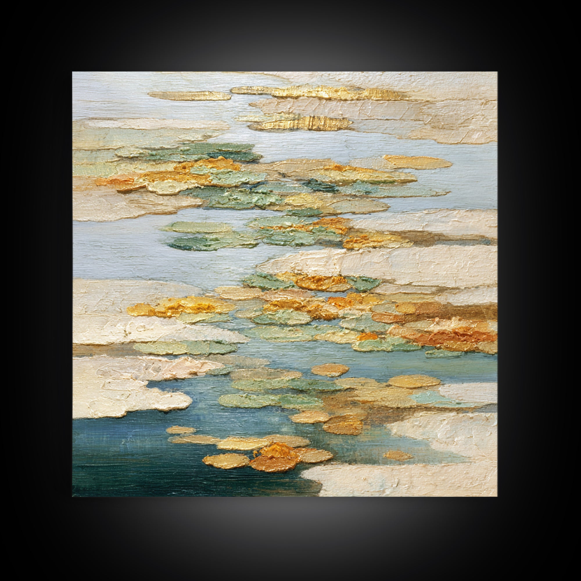 Warm Candle Flame Framed Canvas Print, Spa Art, Textured Painting, Spa Decor, Abstract Art, Serenity, Travel Poster, SPA-1x1-57