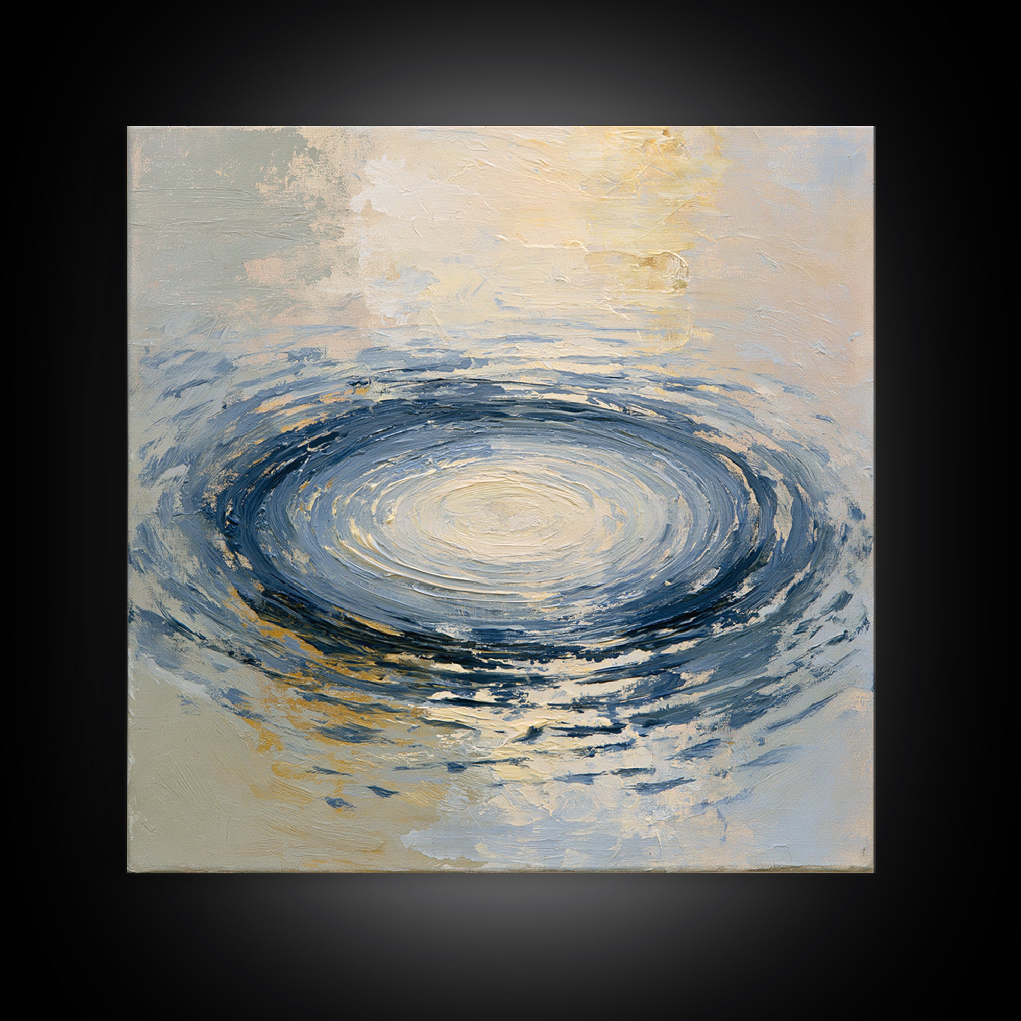 Abstract Water Ripples Framed Canvas Print, Spa Art, City Art, Spa Decor, Abstract Art, Serenity, Boho Decor, SPA-1x1-6