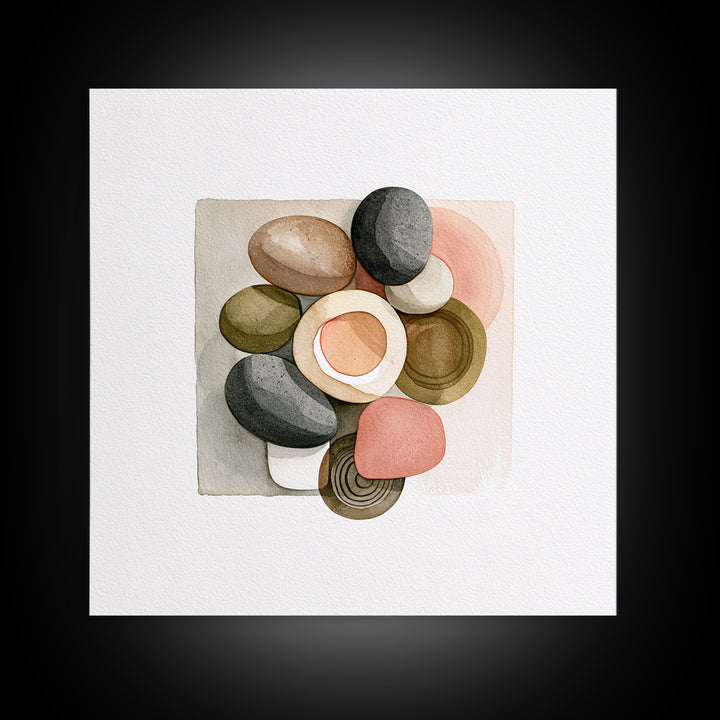 Pebble Texture Abstract Framed Canvas Print, Spa Art, Neutral Decor, Spa Decor, Fine Art, Serenity, Home Decor, Wall Decor, SPA-1x1-63