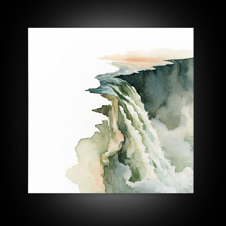 Serene Waterfall with Mist Framed Canvas Print, Spa Art, Dog Canvas, Spa Decor, Abstract Art, Serenity, Art Print, Room Decor, SPA-1x1-66