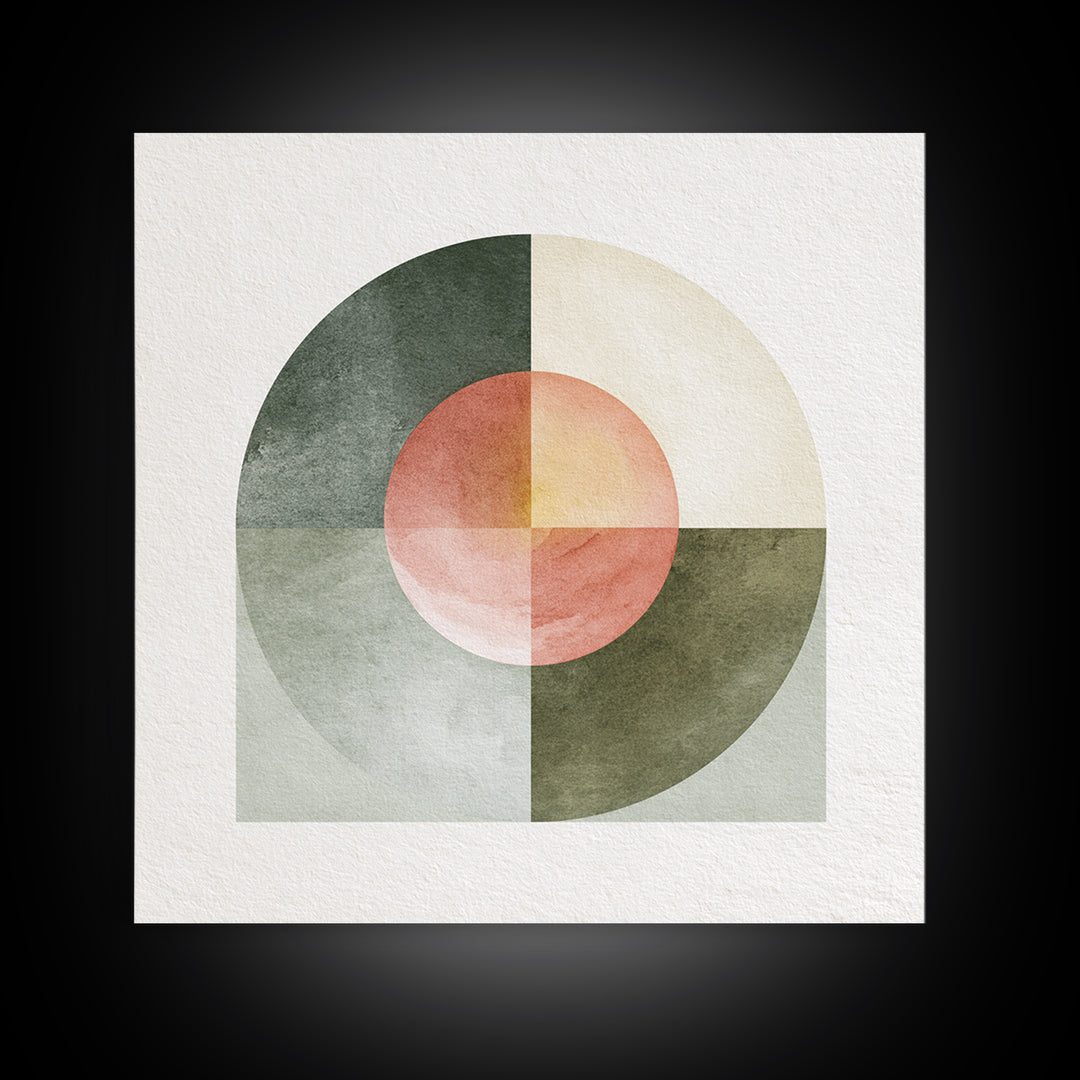 Sage and Ivory Geometric Calm Composition Canvas Print, Spa Art, Luxury Decor, Spa Decor, Abstract Art, Serenity, SPA-1x1-69