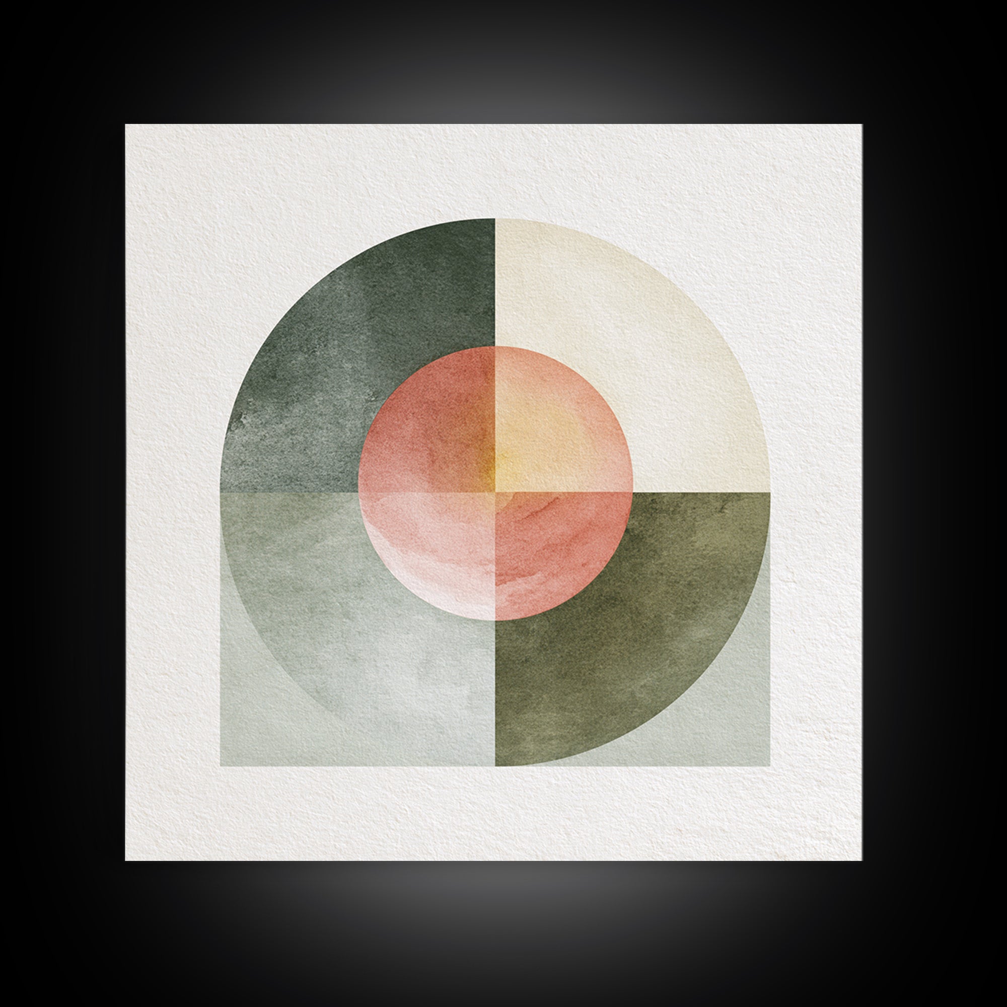 Sage and Ivory Geometric Calm Composition Canvas Print, Spa Art, Luxury Decor, Spa Decor, Abstract Art, Serenity, SPA-1x1-69