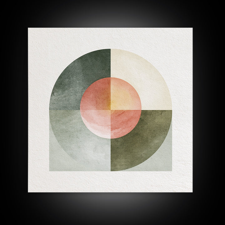 Sage and Ivory Geometric Calm Composition Canvas Print, Spa Art, Luxury Decor, Spa Decor, Abstract Art, Serenity, SPA-1x1-69