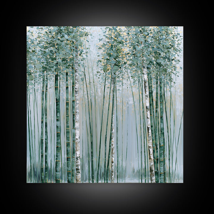 Misty Bamboo Forest Canvas Print, Spa Art, Art, Spa Decor, Serenity, Abstract Print, Minimalist Art, Feminine Wall Art, SPA-1x1-77