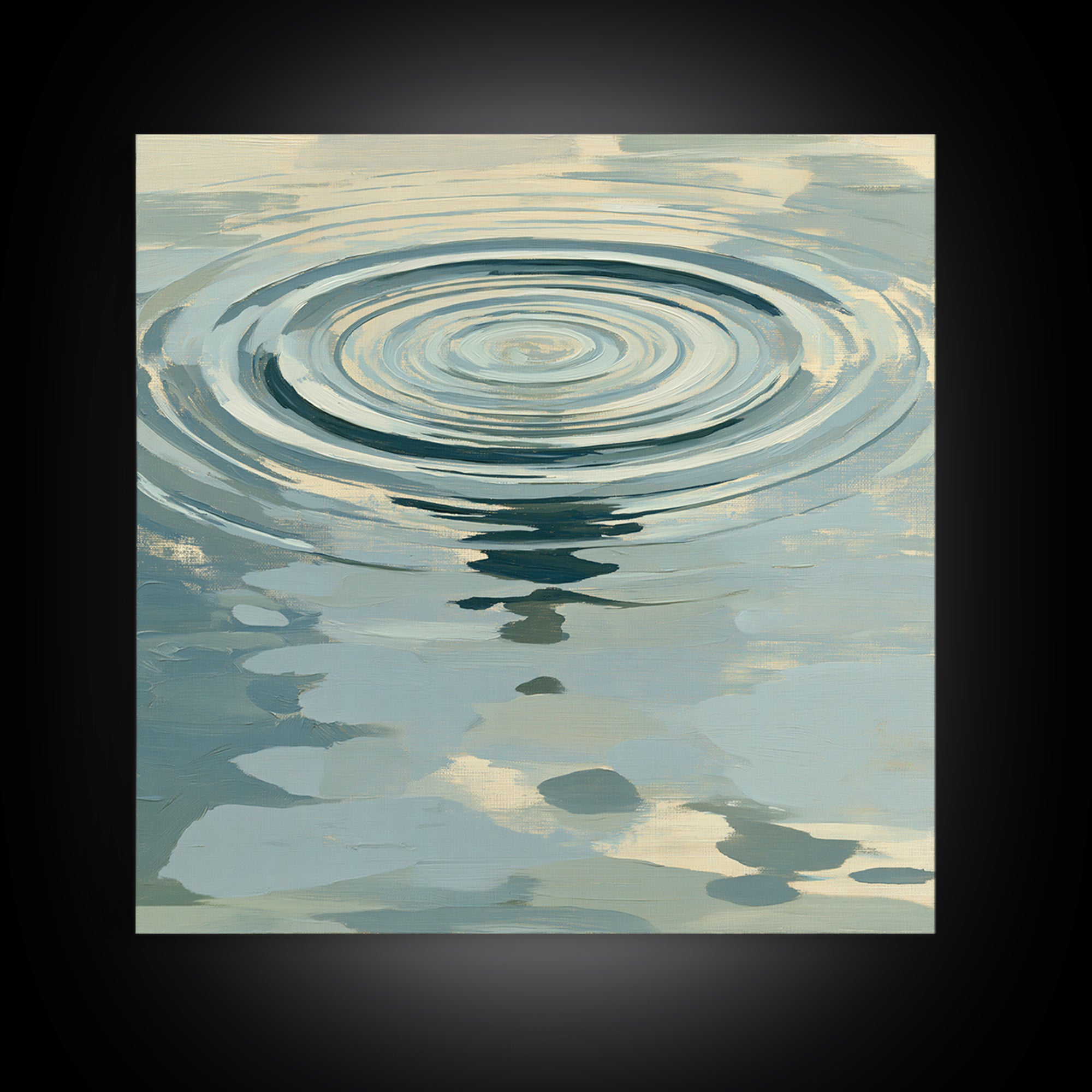 Abstract Water Ripples Framed Canvas Print, Spa Art, Statement Artwork, Spa Decor, Abstract Art, Serenity, Printable Wall Art, SPA-1x1-78