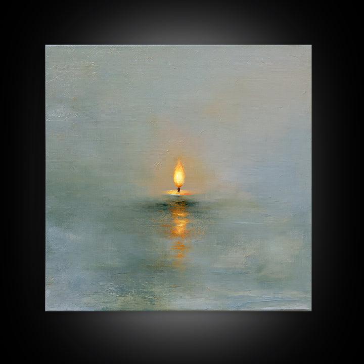 Warm Candle Flame Canvas Print, Spa Art, Wall Decor, Spa Decor, Fine Art, Serenity, Minimalist Art, Feminine Wall Art, SPA-1x1-81