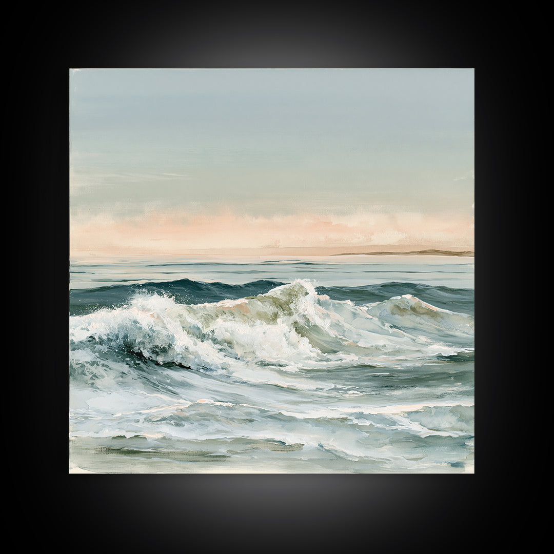Coastal Horizon in Muted Spa Blues Canvas Print, Spa Art, Boho Decor, Spa Decor, Serenity, Printable Art, Wall Art Print, SPA-1x1-82