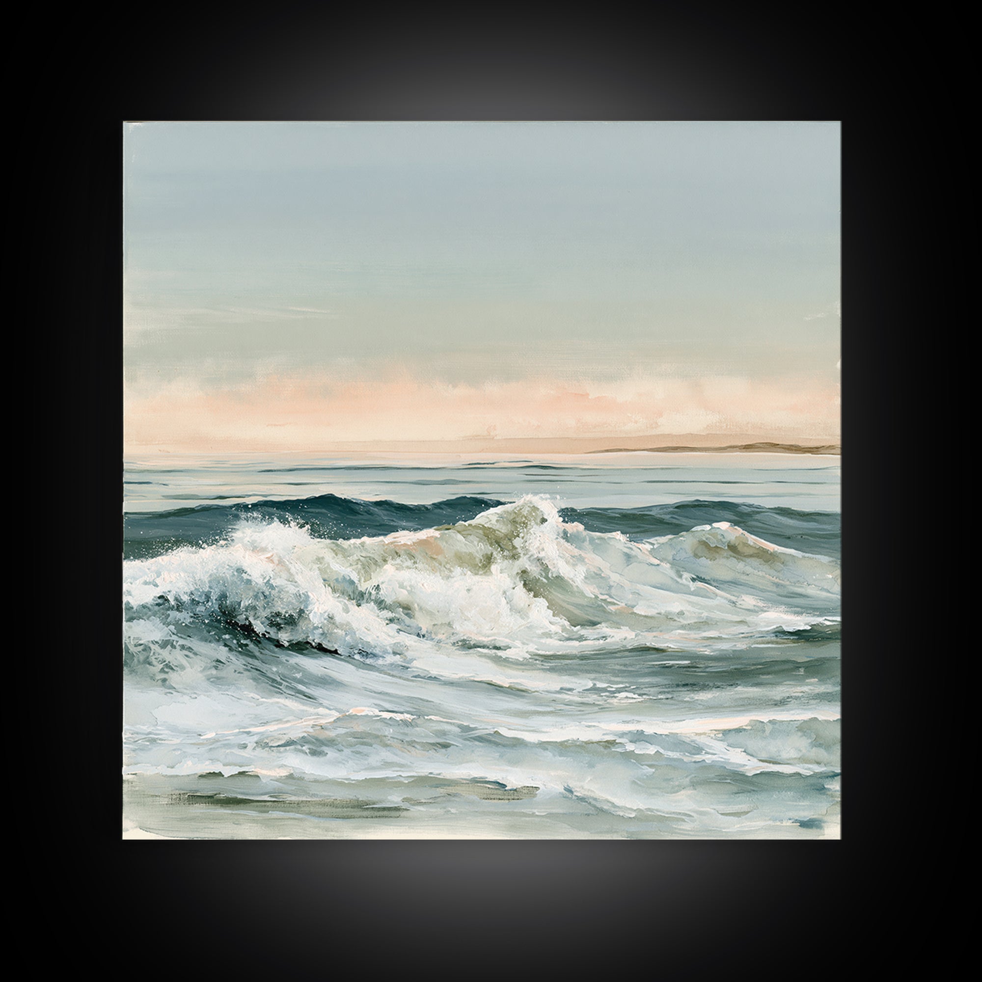 Coastal Horizon in Muted Spa Blues Canvas Print, Spa Art, Boho Decor, Spa Decor, Serenity, Printable Art, Wall Art Print, SPA-1x1-82