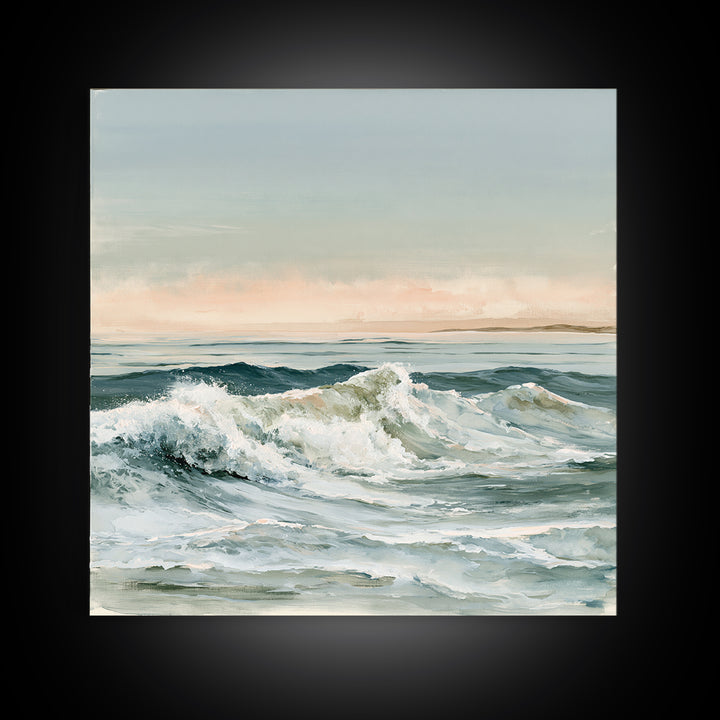 Coastal Horizon in Muted Spa Blues Canvas Print, Spa Art, Boho Decor, Spa Decor, Serenity, Printable Art, Wall Art Print, SPA-1x1-82