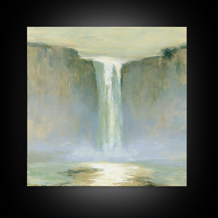 Serene Waterfall with Mist Canvas Print, Spa Art, Neutral Decor, Spa Decor, Fine Art, Serenity, Home Decor, Wall Decor, SPA-1x1-90