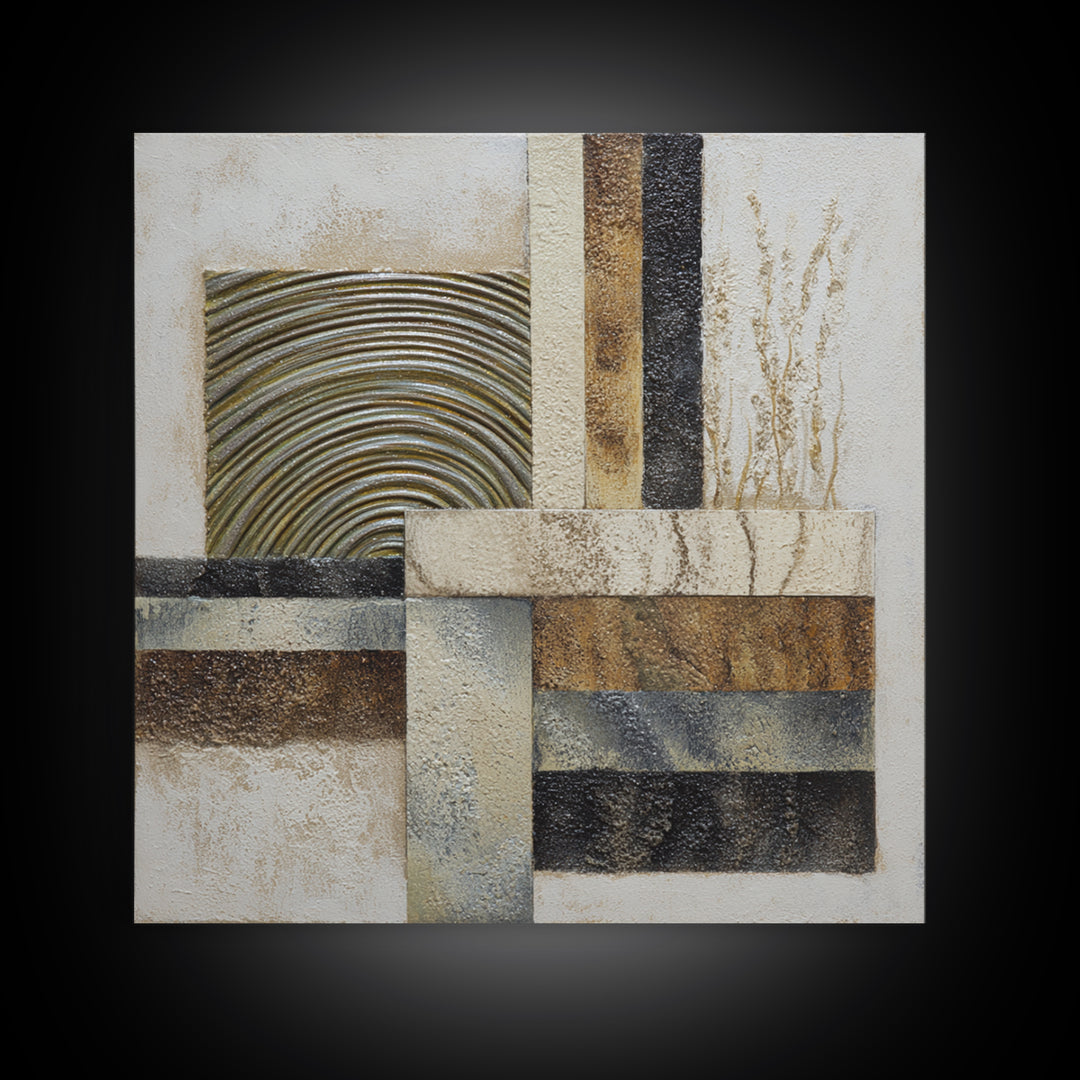 Sage and Ivory Geometric Calm Composition Framed Canvas Print, Spa Art, Wall Art, Spa Decor, Abstract Art, Serenity, SPA-1x1-93