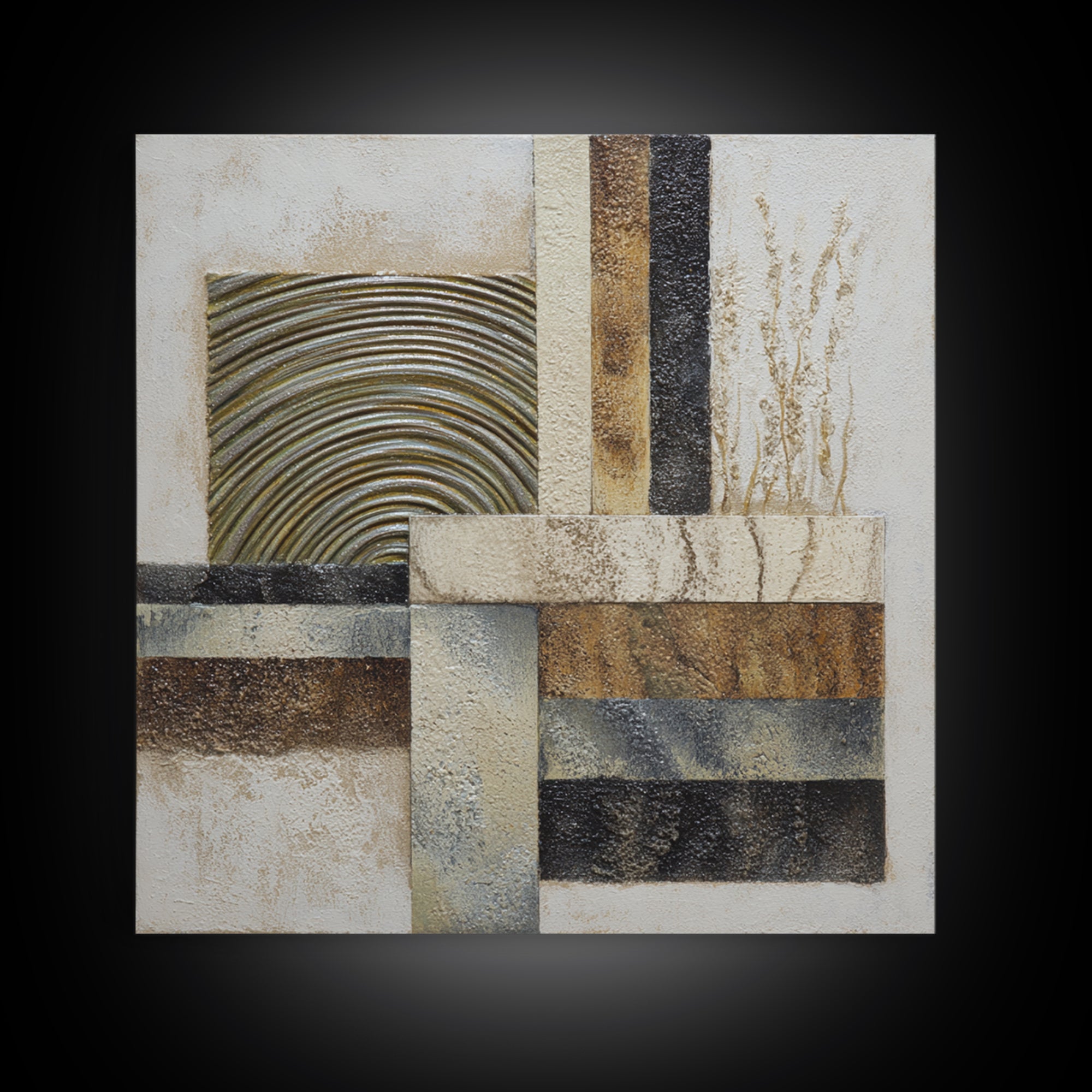 Sage and Ivory Geometric Calm Composition Framed Canvas Print, Spa Art, Wall Art, Spa Decor, Abstract Art, Serenity, SPA-1x1-93