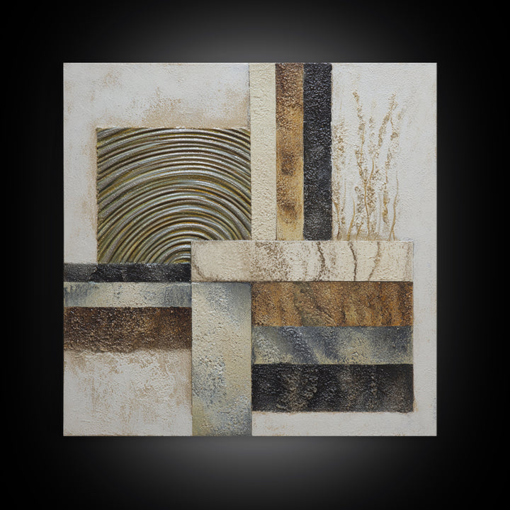 Sage and Ivory Geometric Calm Composition Framed Canvas Print, Spa Art, Wall Art, Spa Decor, Abstract Art, Serenity, SPA-1x1-93