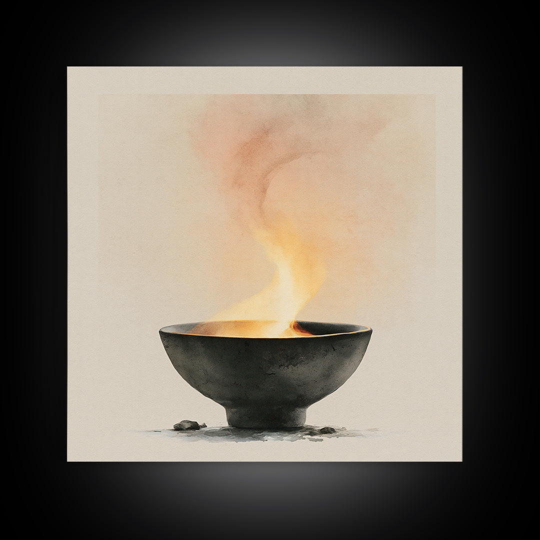 Tea Bowl and Steam Still Life Canvas Print, Spa Art, Modern Decor, Spa Decor, Fine Art, Serenity, Wall Decor, SPA-1x1-94