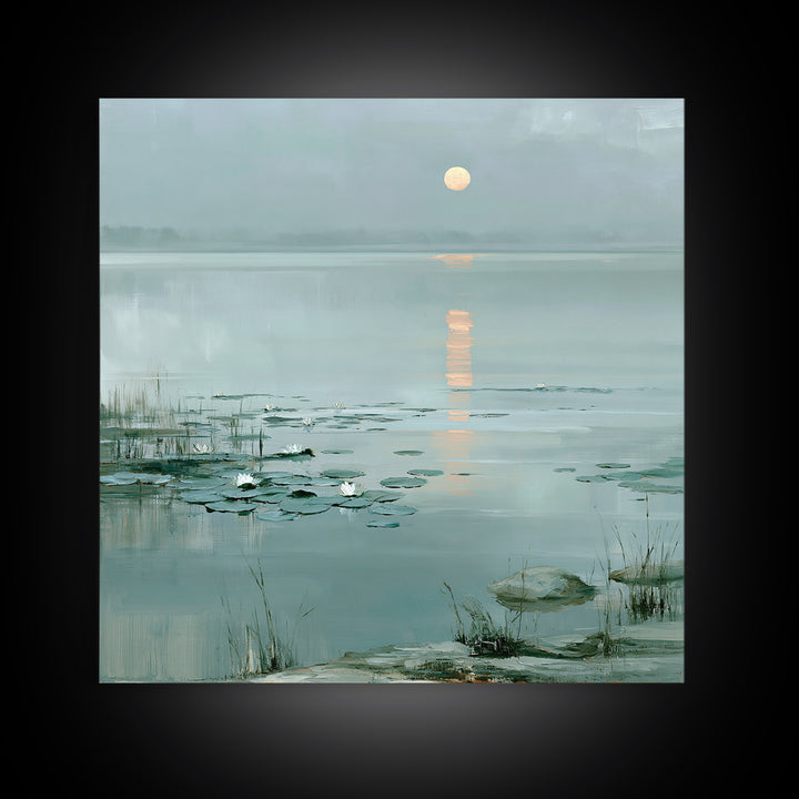 Moonlit Lake Reflection Canvas Print, Spa Art, Fine Art Print, Spa Decor, Fine Art, Serenity, Wall Decor, Printable Wall Art, SPA-1x1-95
