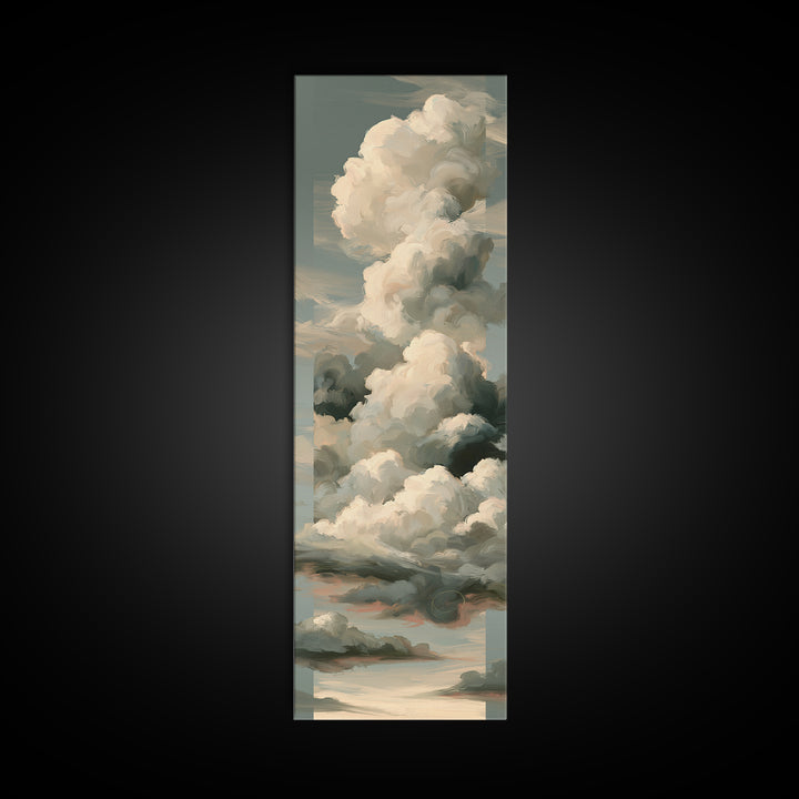 Soft Cloudscape in Cream and Sage Canvas Print, Spa Art, Wildlife Wall Art, Spa Decor, Watercolor Art, Serenity, SPA-1x3-1