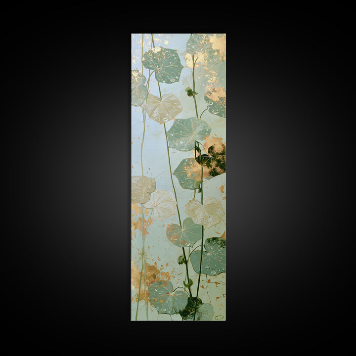Rain on Leaves Canvas Print, Spa Art, Esthetician Decor, Spa Decor, Fine Art, Serenity, Room Decor, Textured Painting, SPA-1x3-100