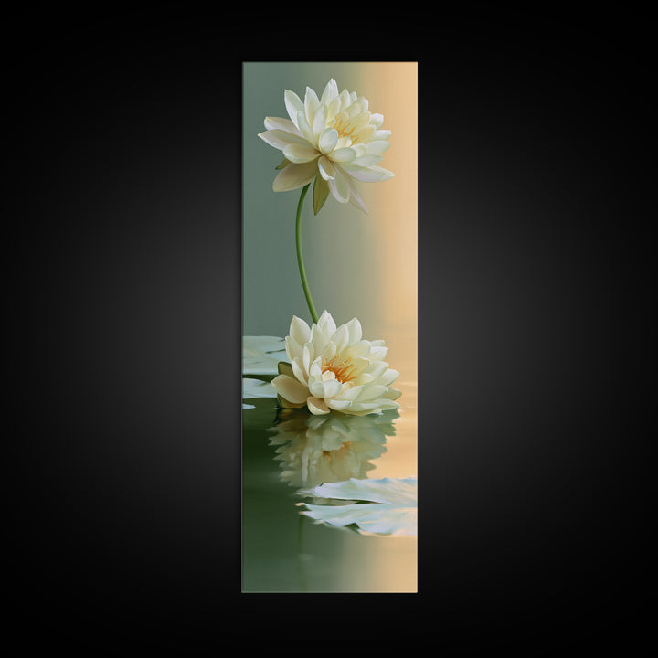 Lotus Flower Floating on Still Pond Canvas Print, Spa Art, Home Decor, Spa Decor, Serenity, Dog Wall Art, Abstract Print, SPA-1x3-16