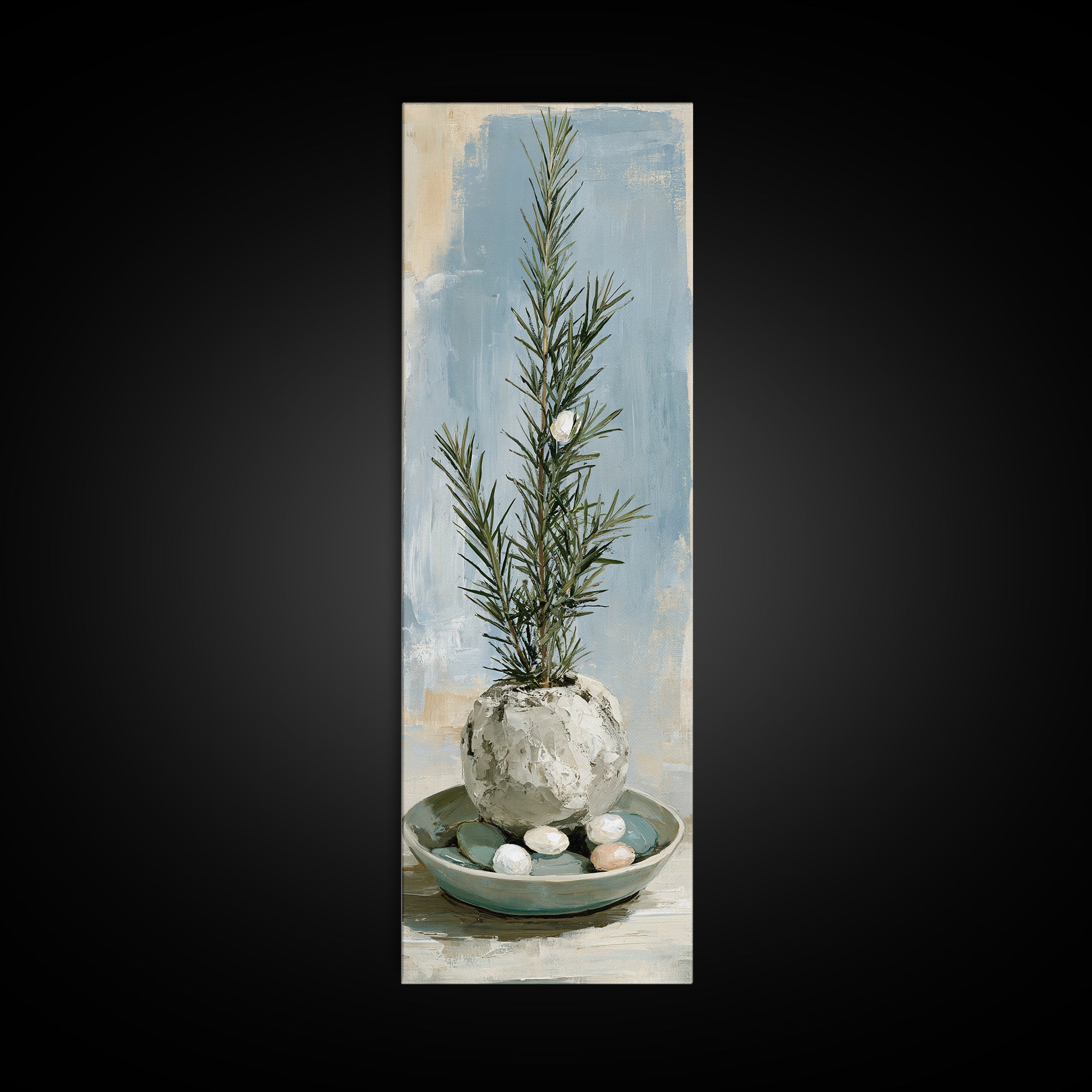Botanical Herbal Arrangement Canvas Print, Spa Art, Tarot Card Art, Spa Decor, Watercolor Art, Serenity, Textured Painting, SPA-1x3-2