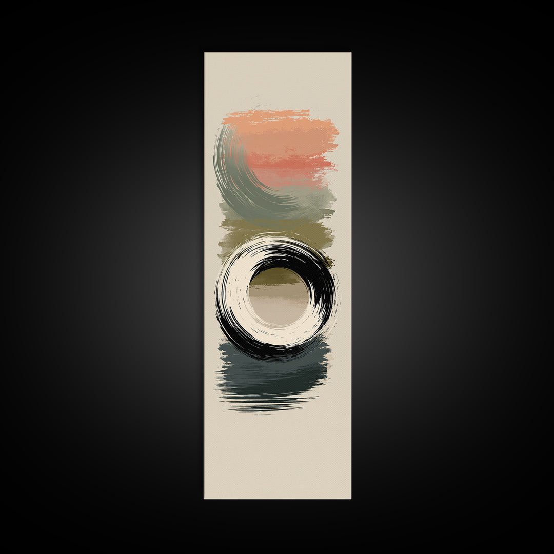 Minimal Zen Circle Brushstroke Framed Canvas Print, Spa Art, Art, Spa Decor, Fine Art, Serenity, Abstract Print, Minimalist Art, SPA-1x3-20