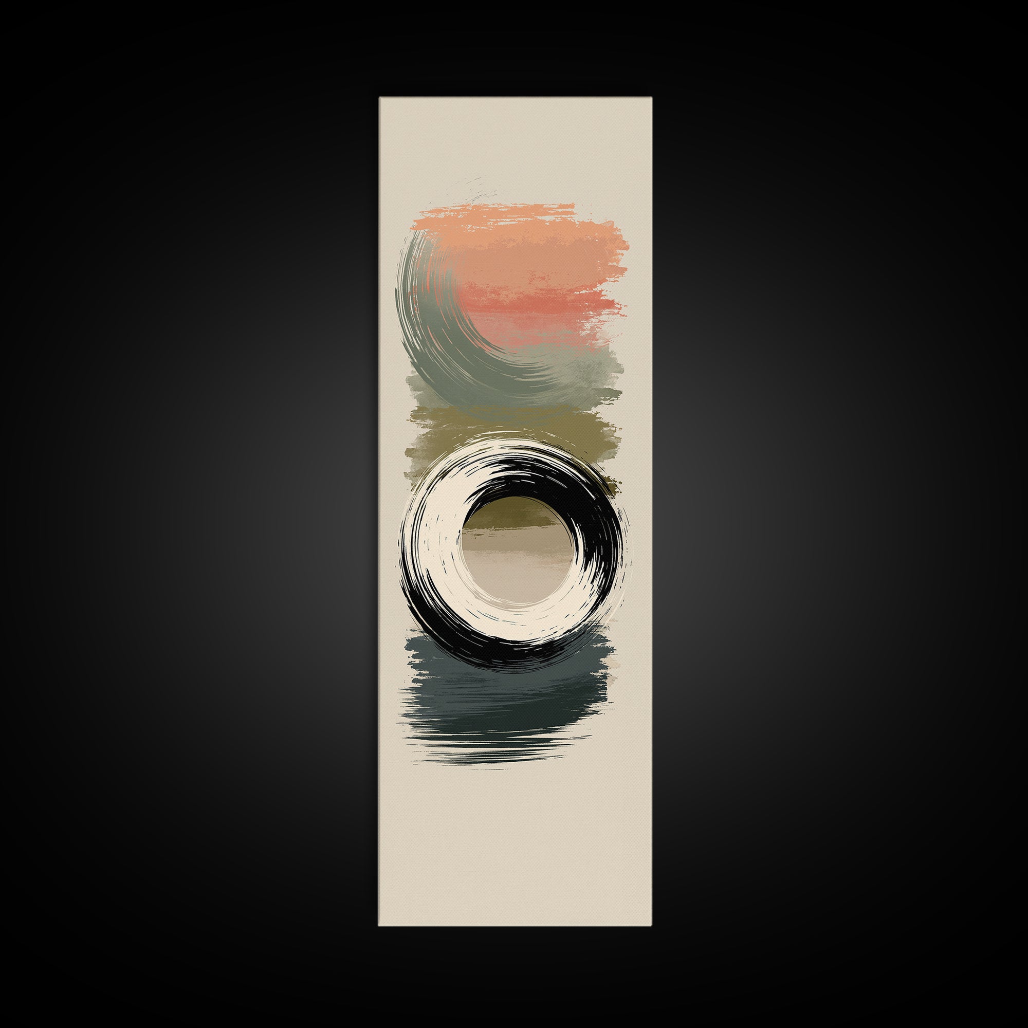 Minimal Zen Circle Brushstroke Framed Canvas Print, Spa Art, Art, Spa Decor, Fine Art, Serenity, Abstract Print, Minimalist Art, SPA-1x3-20