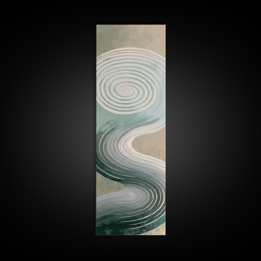 Sand Garden Lines Framed Canvas Print, Spa Art, Spa Decor, Oil Painting, Serenity, Minimalist Art, Feminine Wall Art, SPA-1x3-24