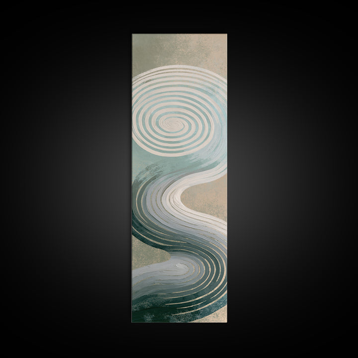 Sand Garden Lines Framed Canvas Print, Spa Art, Spa Decor, Oil Painting, Serenity, Minimalist Art, Feminine Wall Art, SPA-1x3-24