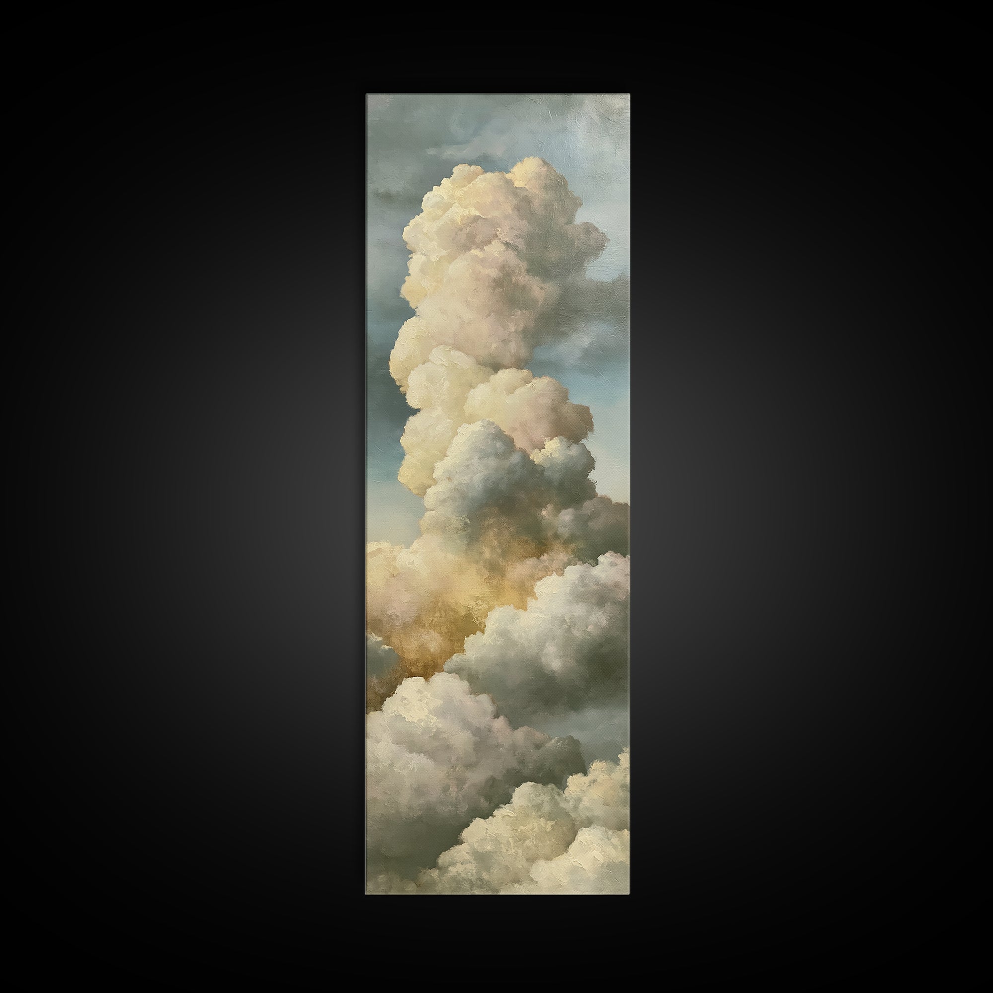 Soft Cloudscape in Cream and Sage Canvas Print, Spa Art, Travel Poster, Spa Decor, Fine Art, Serenity, Salon Decor, City Art, SPA-1x3-25