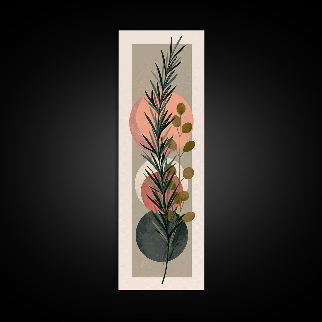 Botanical Herbal Arrangement Canvas Print, Spa Art, Tarot Card Art, Spa Decor, Watercolor Art, Serenity, Textured Painting, SPA-1x3-26