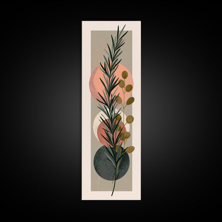 Botanical Herbal Arrangement Canvas Print, Spa Art, Tarot Card Art, Spa Decor, Watercolor Art, Serenity, Textured Painting, SPA-1x3-26