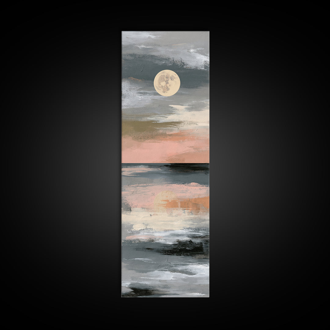 Moonlit Lake Reflection Canvas Print, Spa Art, Abstract, Spa Decor, Watercolor Art, Serenity, City Art, Spa Wall Art, SPA-1x3-35