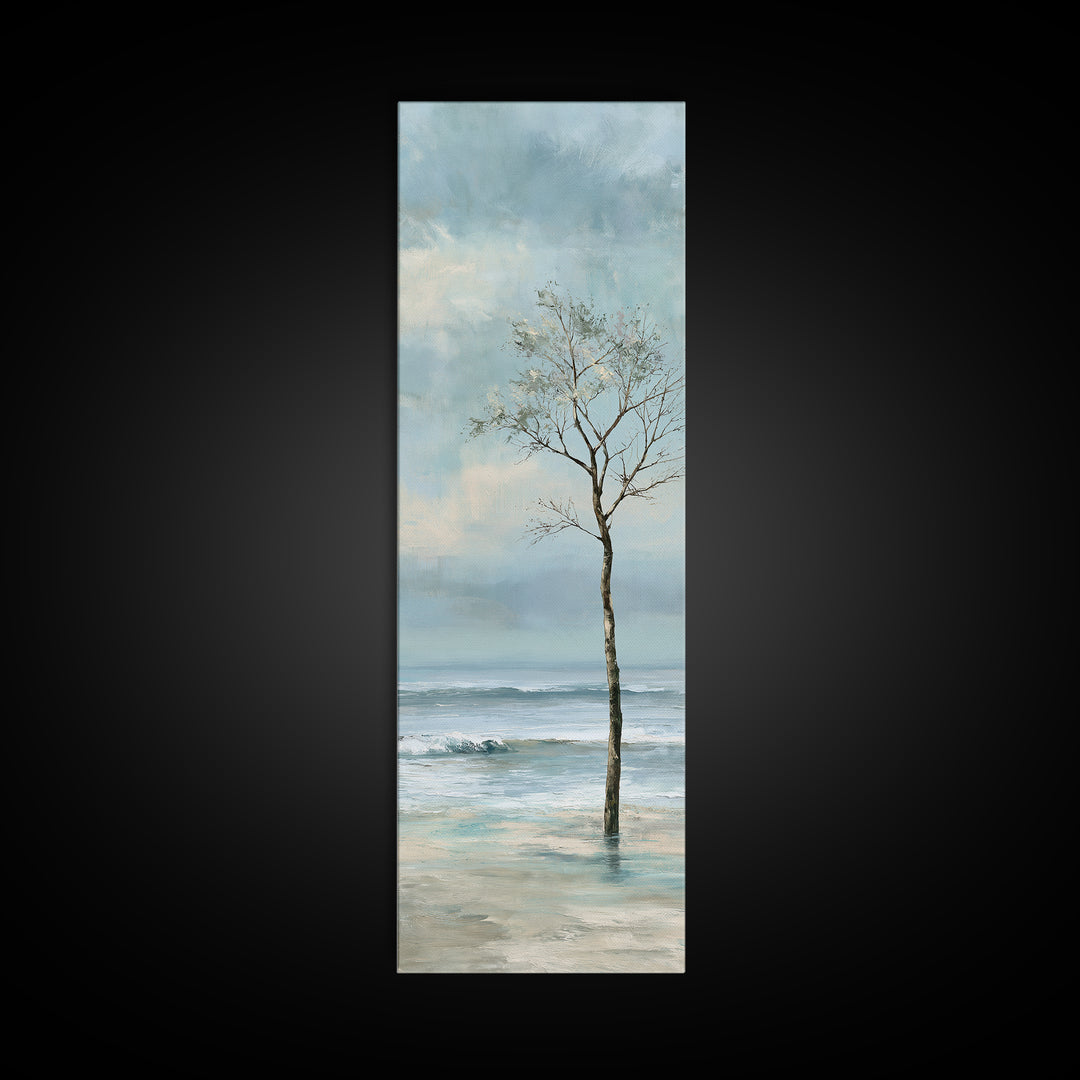 Coastal Horizon in Muted Spa Blues Framed Canvas Print, Spa Art, Modern Decor, Spa Decor, Fine Art, Serenity, Wall Decor, SPA-1x3-46