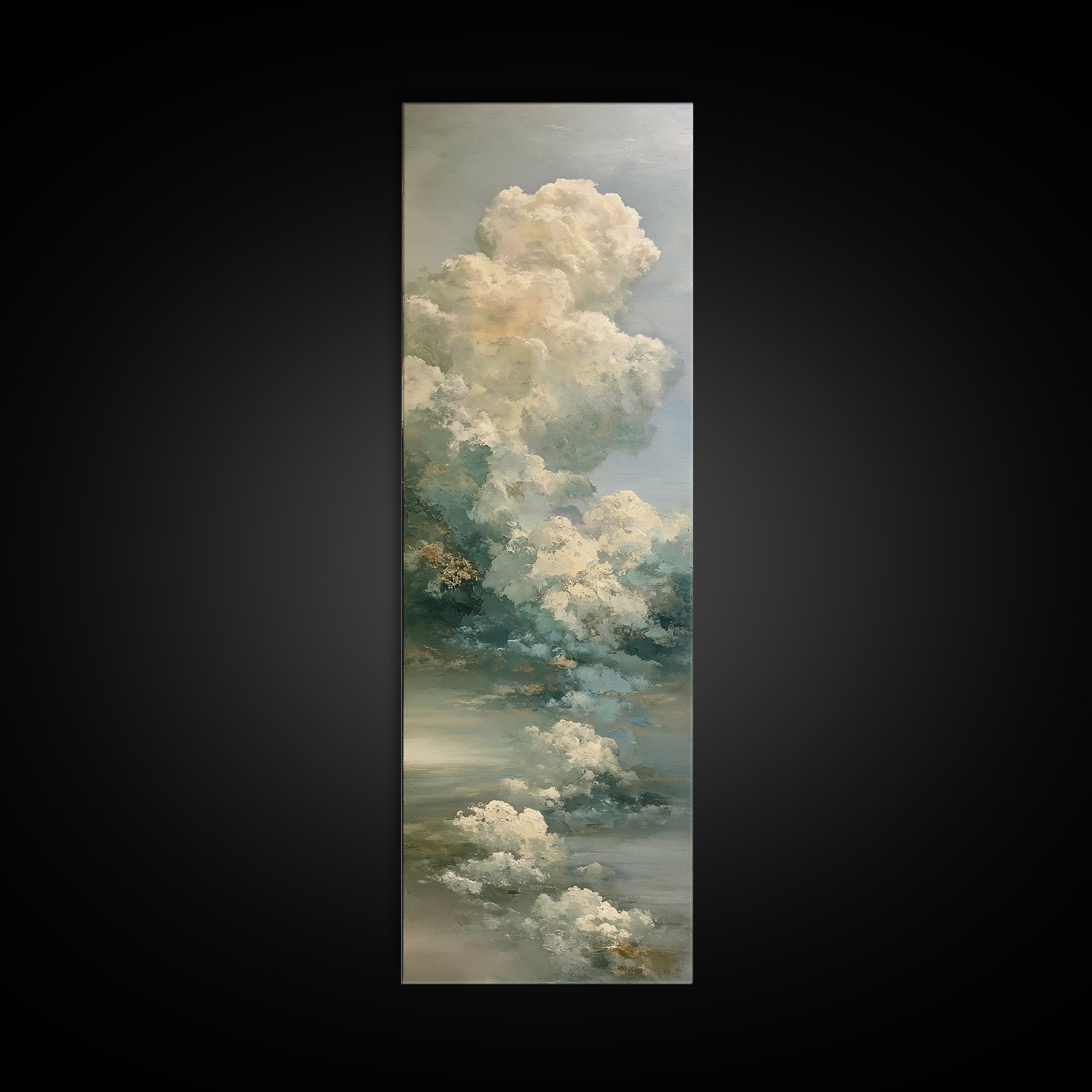 Soft Cloudscape in Cream and Sage Canvas Print, Spa Art, Modern Decor, Spa Decor, Fine Art, Serenity, Wall Decor, SPA-1x3-49