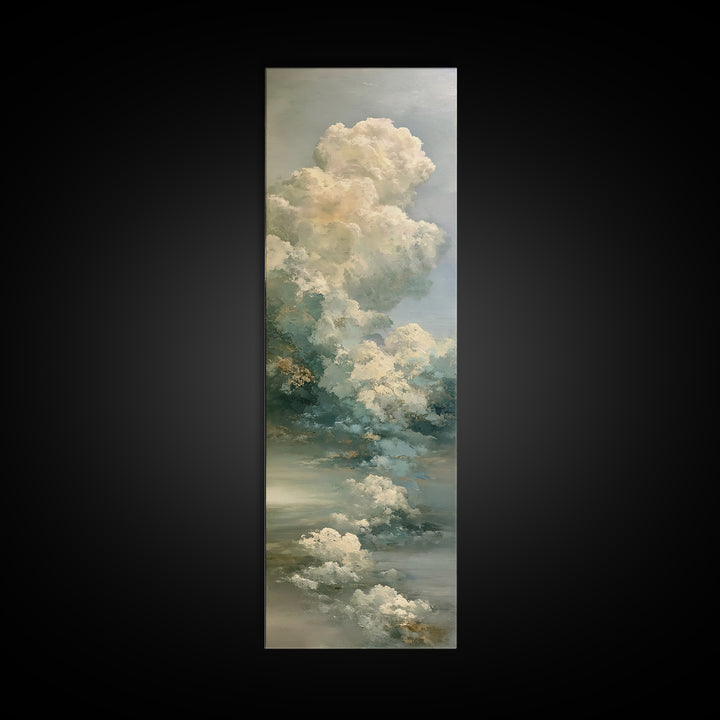 Soft Cloudscape in Cream and Sage Canvas Print, Spa Art, Modern Decor, Spa Decor, Fine Art, Serenity, Wall Decor, SPA-1x3-49