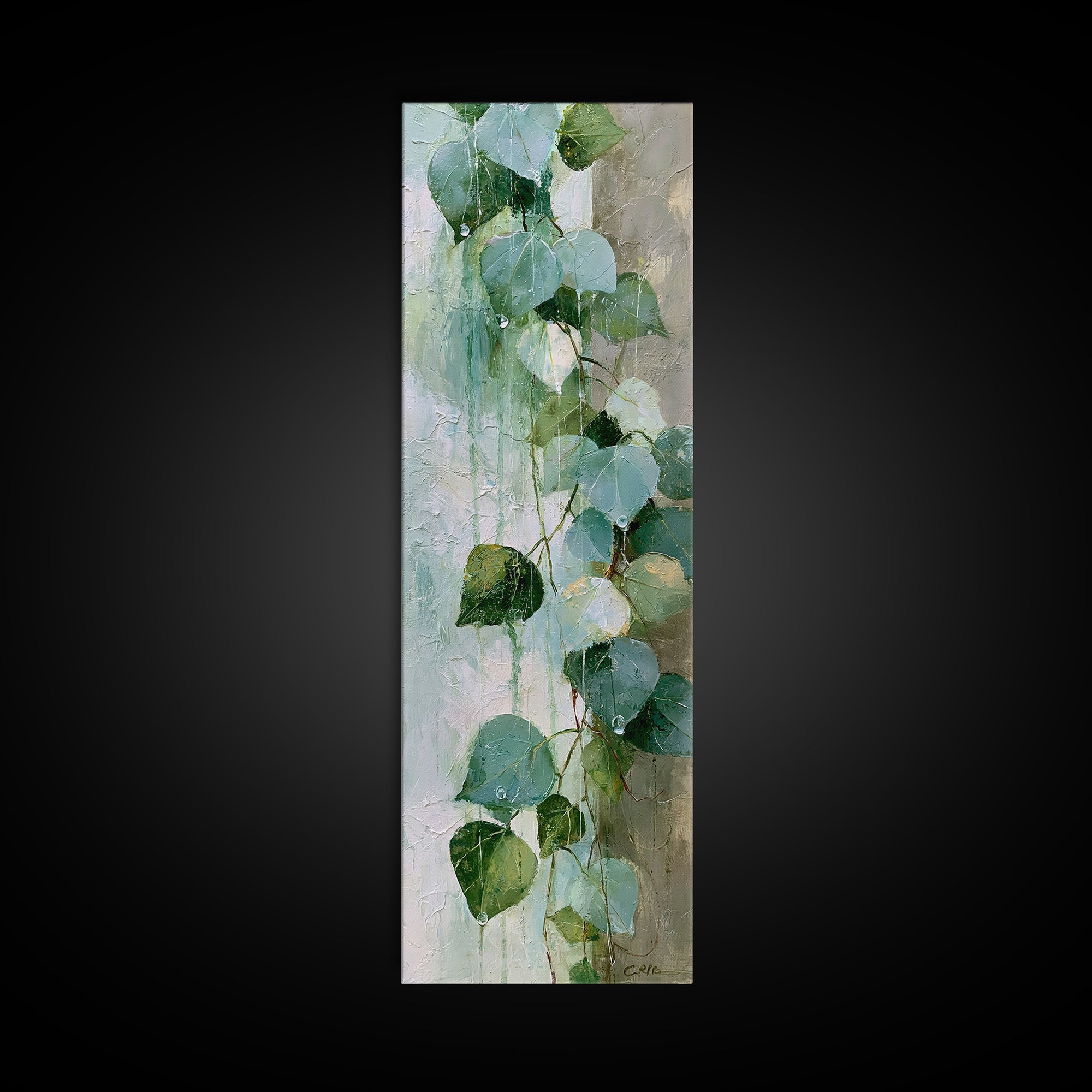 Rain on Leaves Framed Canvas Print, Spa Art, Travel Poster, Spa Decor, Fine Art, Serenity, Salon Decor, City Art, Spa Wall Art, SPA-1x3-52