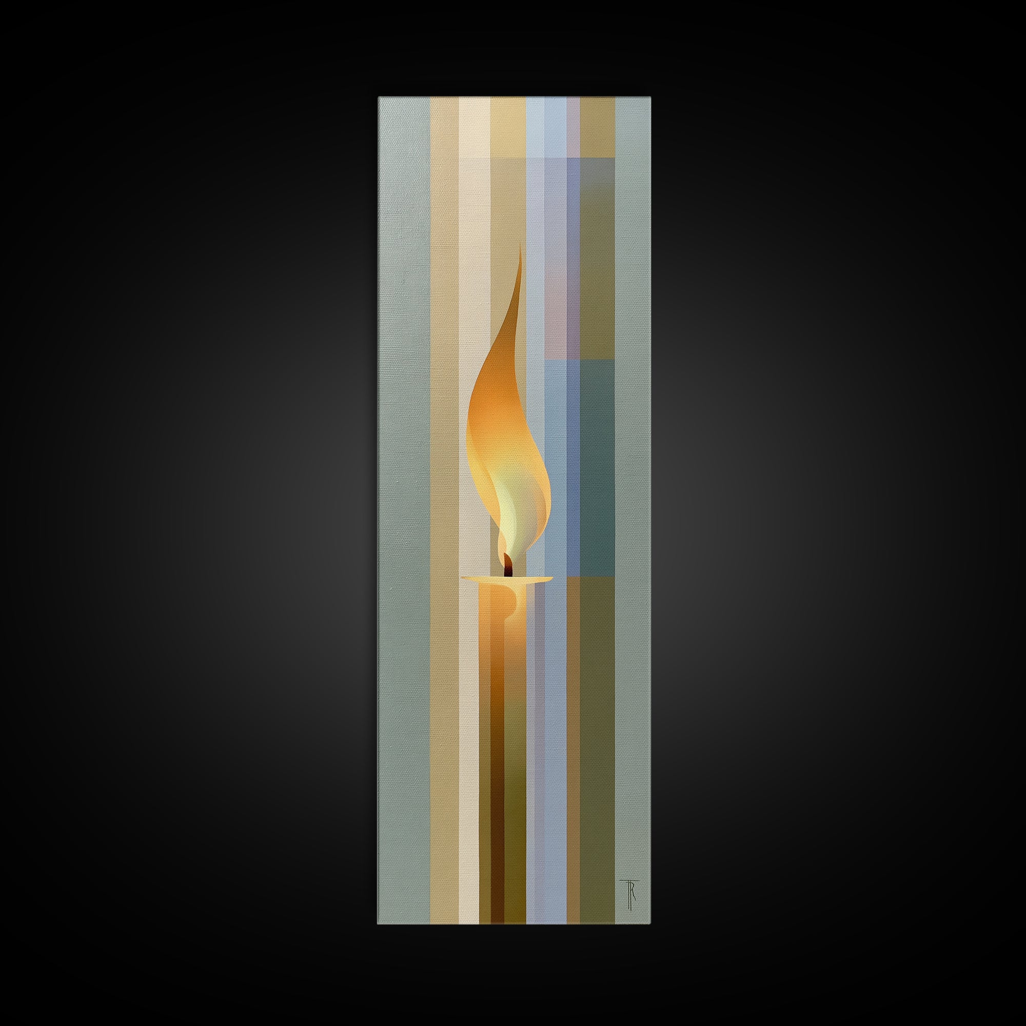 Warm Candle Flame Framed Canvas Print, Spa Art, Wall Art, Spa Decor, Oil Painting, Serenity, Dog Wall Art, Abstract Print, SPA-1x3-69