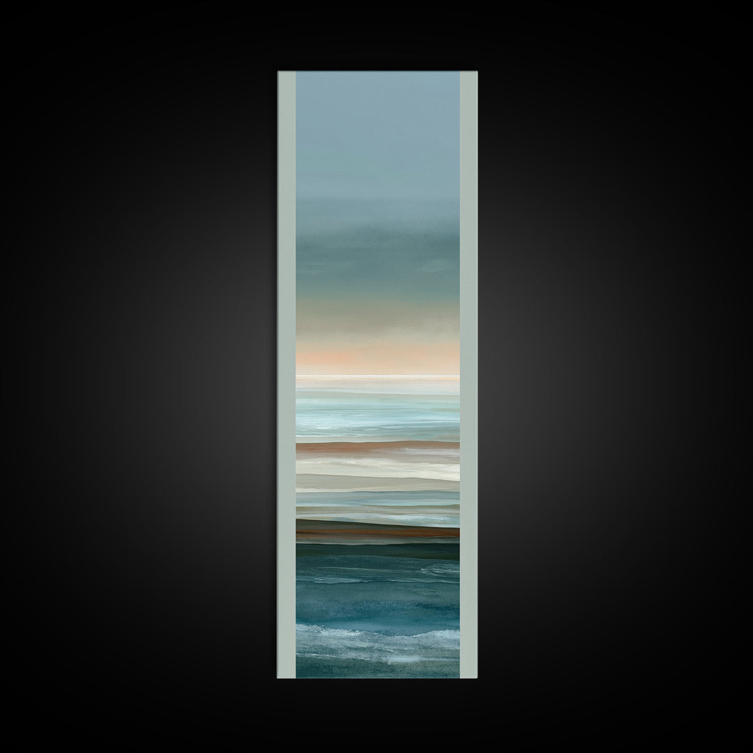 Coastal Horizon in Muted Spa Blues Framed Canvas Print, Spa Art, Modern Decor, Spa Decor, Fine Art, Serenity, Wall Decor, SPA-1x3-70
