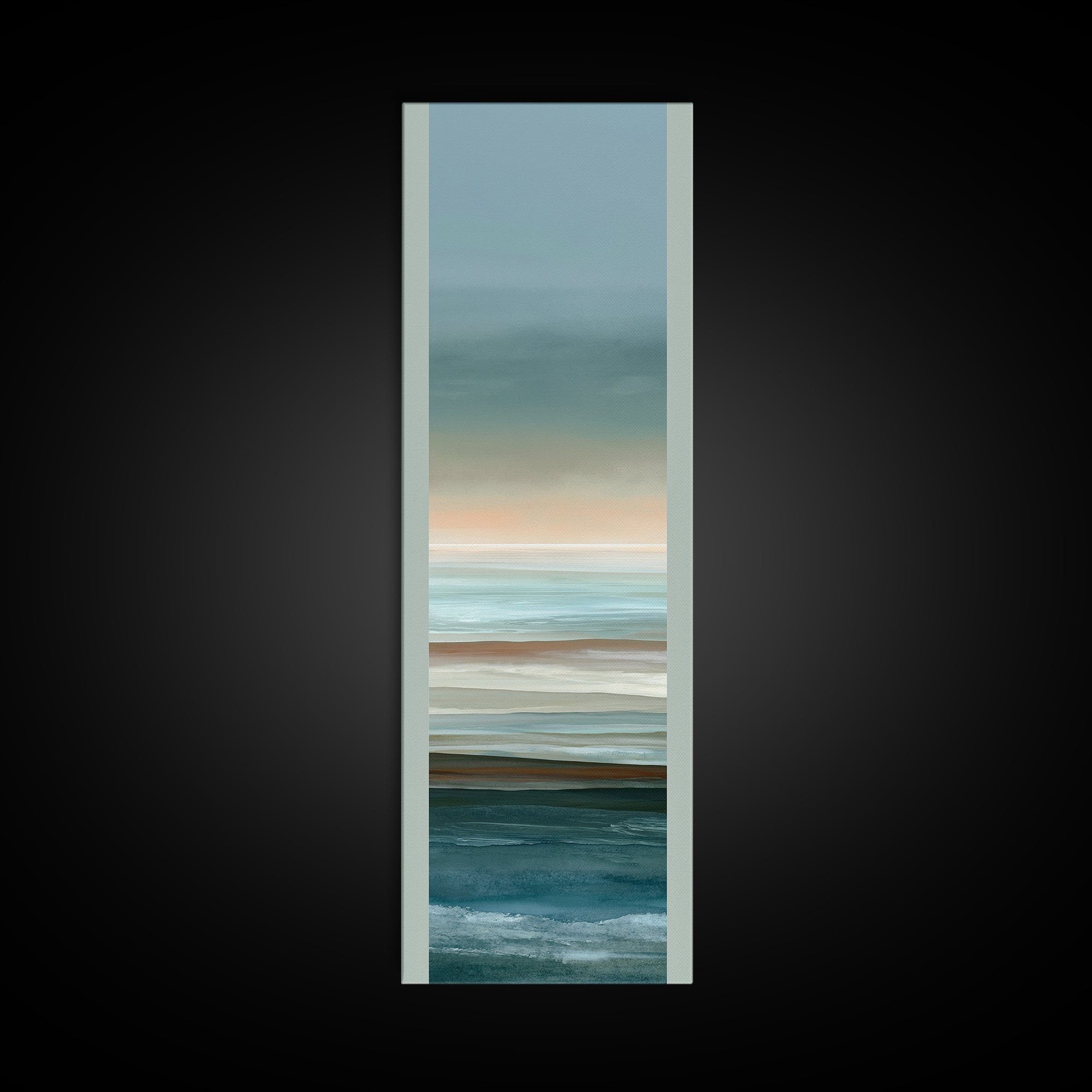 Coastal Horizon in Muted Spa Blues Framed Canvas Print, Spa Art, Modern Decor, Spa Decor, Fine Art, Serenity, Wall Decor, SPA-1x3-70