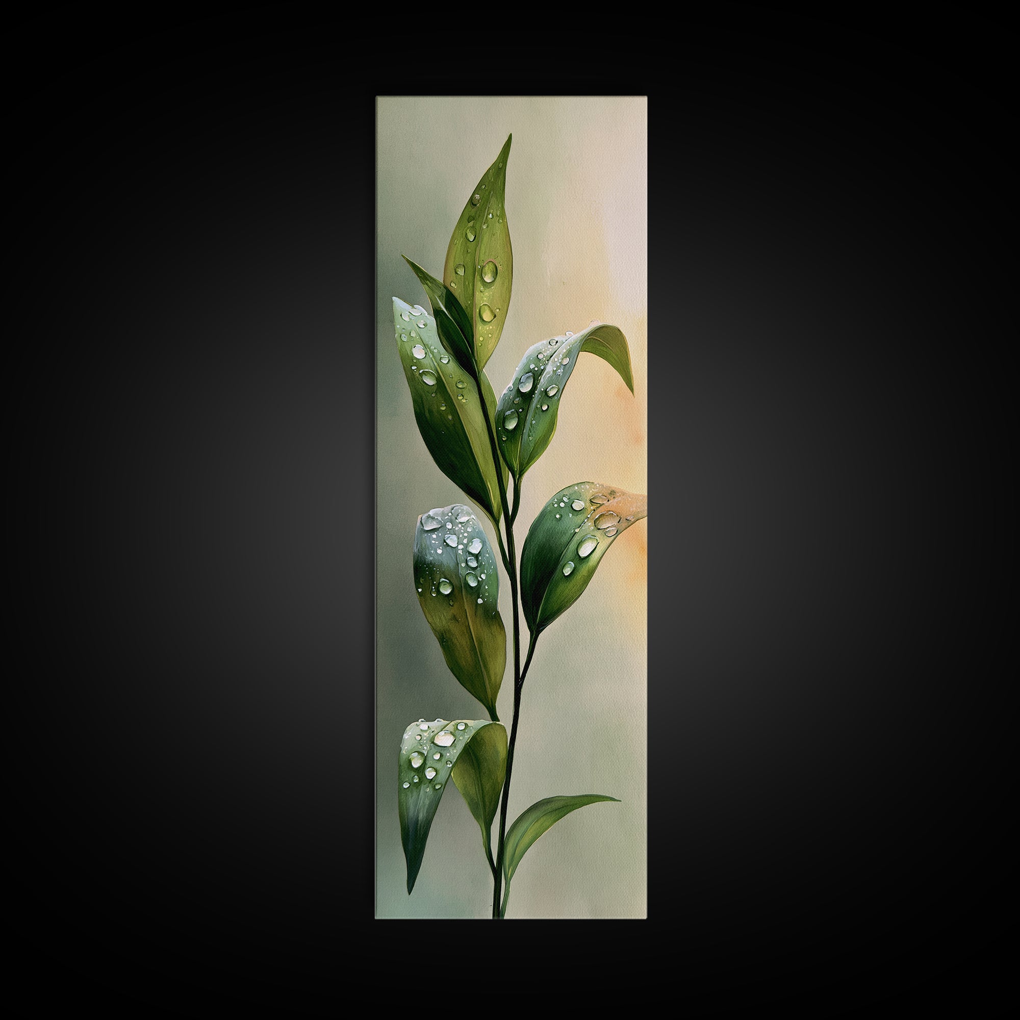 Rain on Leaves Framed Canvas Print, Spa Art, Dog Groomer Gifts, Spa Decor, Oil Painting, Serenity, Fine Art Print, SPA-1x3-76