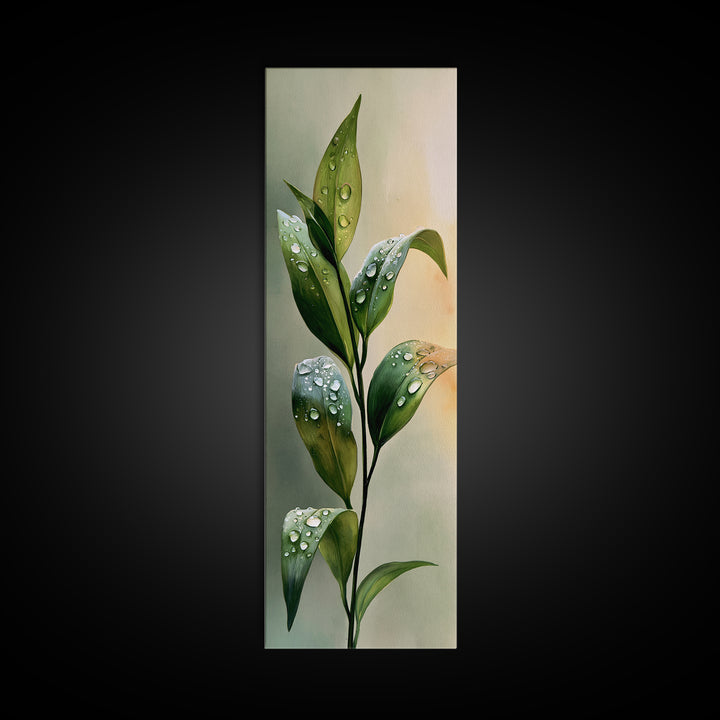 Rain on Leaves Framed Canvas Print, Spa Art, Dog Groomer Gifts, Spa Decor, Oil Painting, Serenity, Fine Art Print, SPA-1x3-76