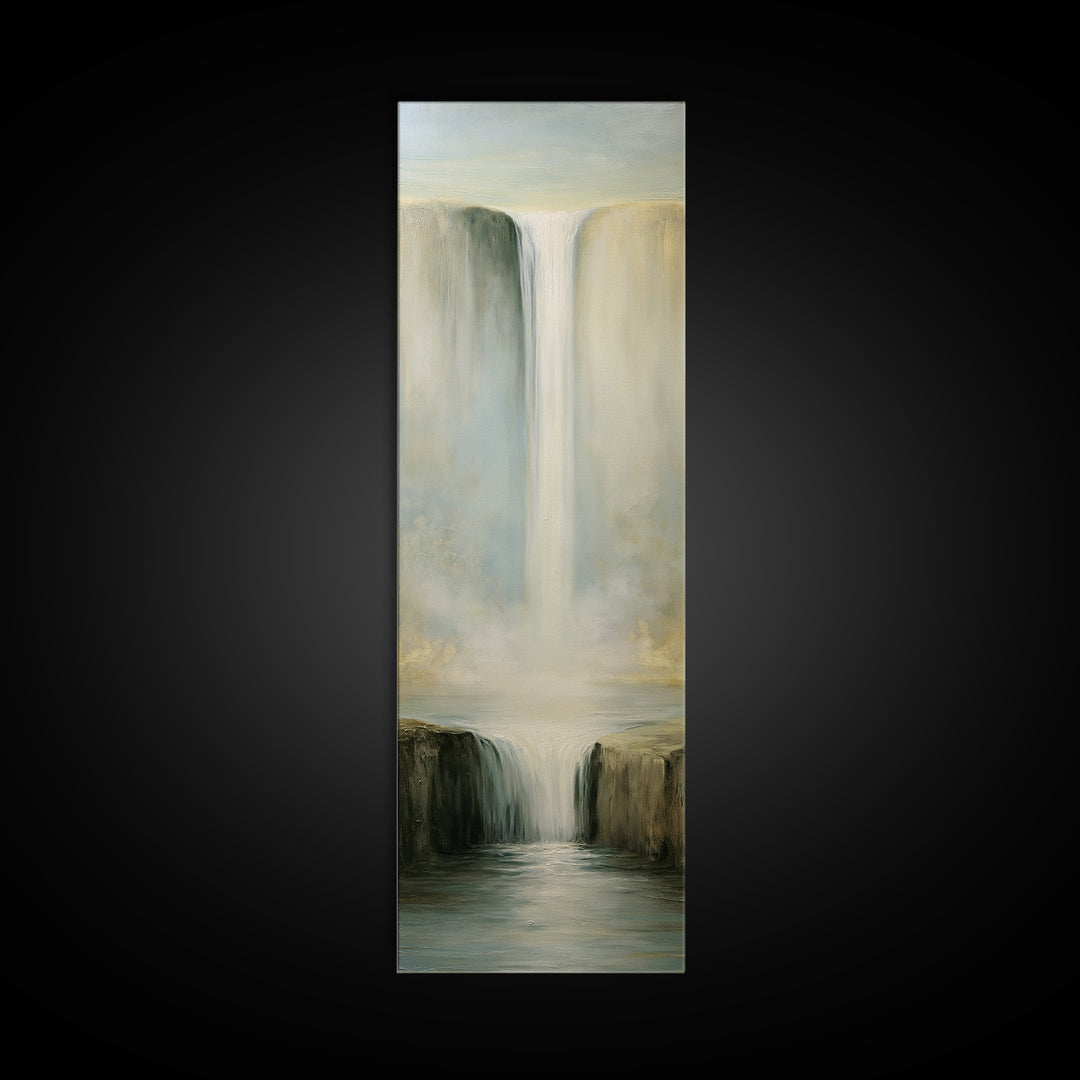 Serene Waterfall with Mist Canvas Print, Spa Art, Statement Artwork, Spa Decor, Fine Art, Serenity, Printable Wall Art, SPA-1x3-78