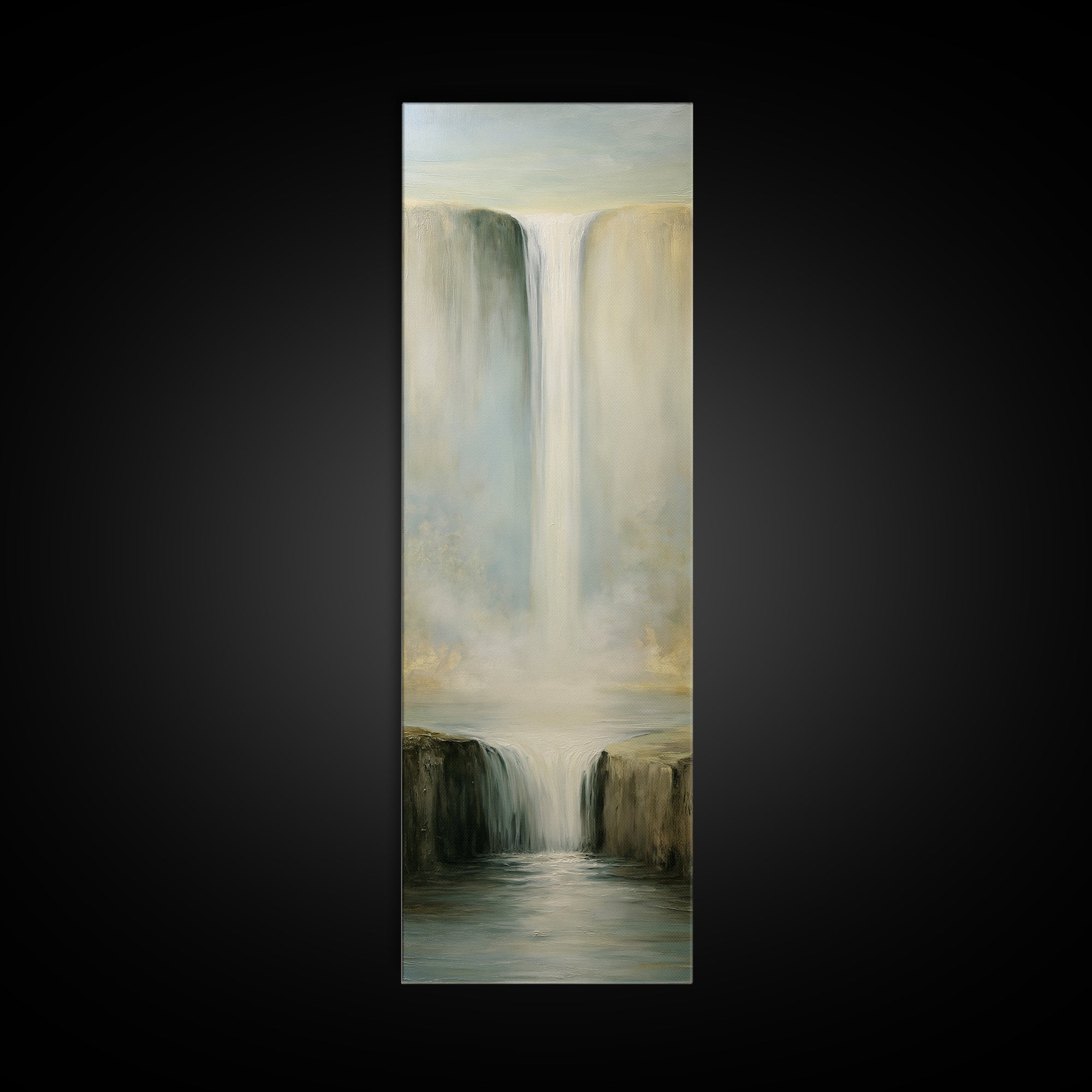Serene Waterfall with Mist Canvas Print, Spa Art, Statement Artwork, Spa Decor, Fine Art, Serenity, Printable Wall Art, SPA-1x3-78