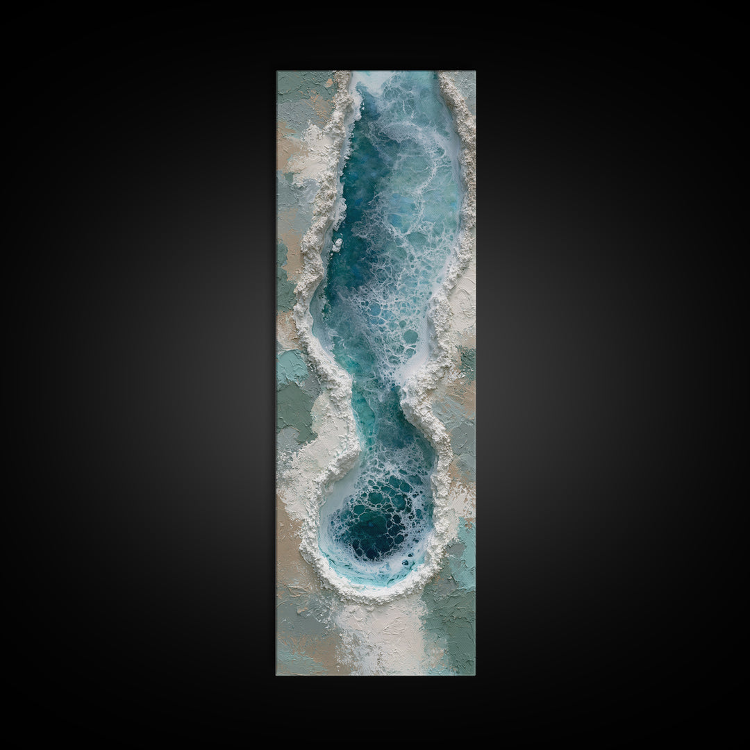 Blue Lagoon Water Seen from Above Framed Canvas Print, Spa Art, Salon Decor, Spa Decor, Fine Art, Serenity, Statement Artwork, SPA-1x3-80
